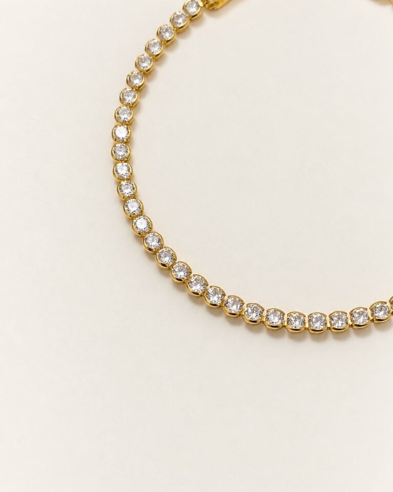 Yuvarlak Taşlı Gold Bileklik