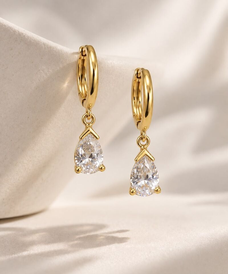 Damla Gold Küpe | 925 Gümüş